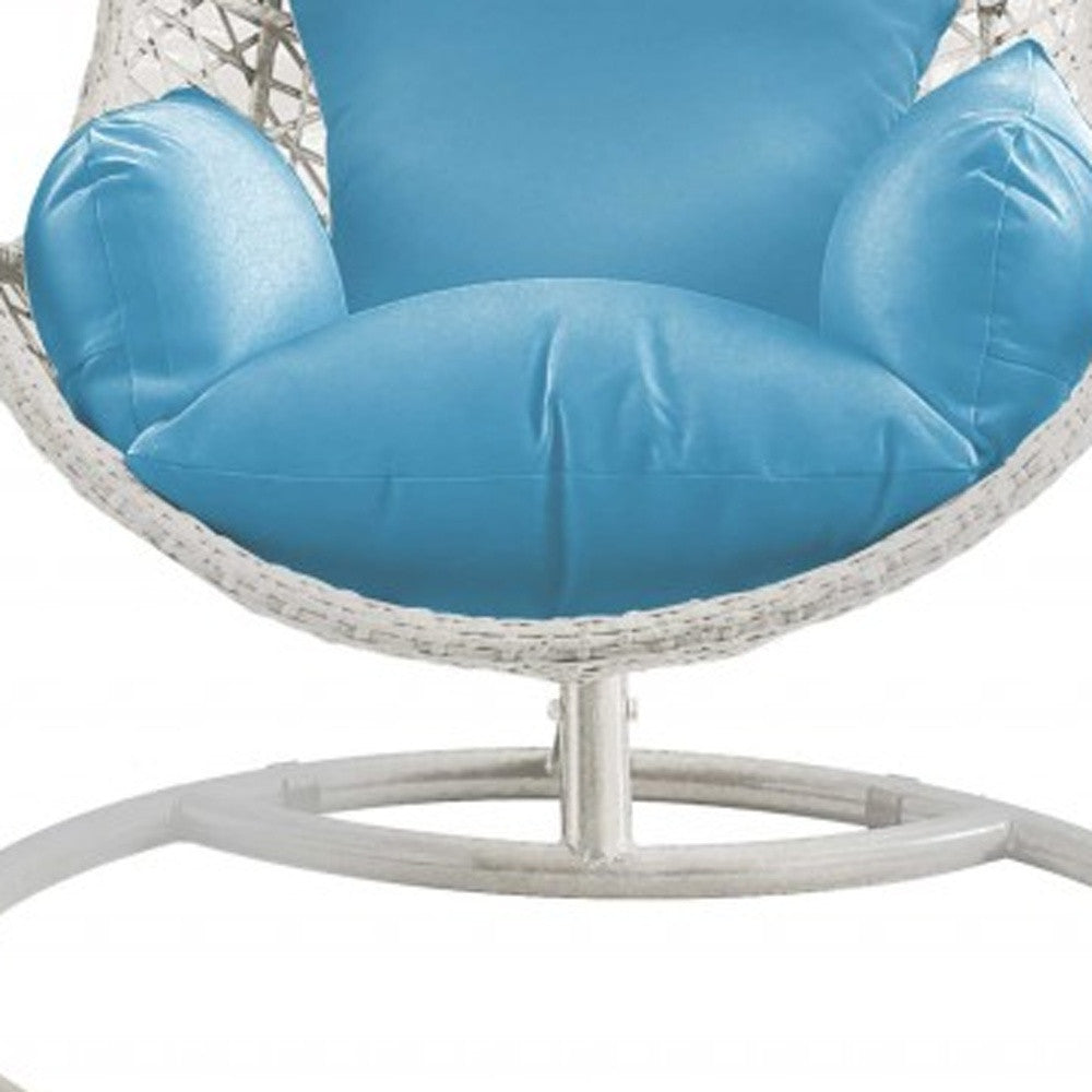 Steel stand finished Metal Outdoor Swing Chair with Blue Cushion