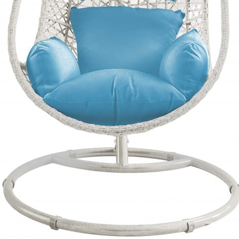 Steel stand finished Metal Outdoor Swing Chair with Blue Cushion