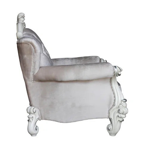 Fabric Damask Tufted Chair and a Half and Toss Pillows