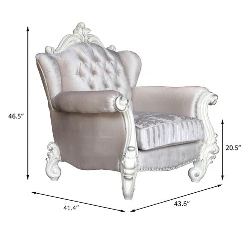 Fabric Damask Tufted Chair and a Half and Toss Pillows