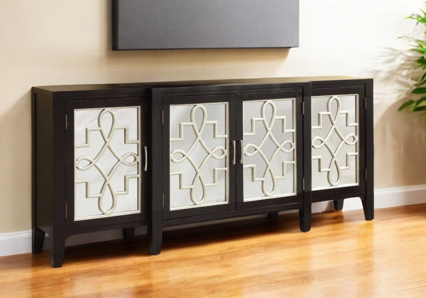 Mirrored Solid Wood Distressed Solid Console Table
