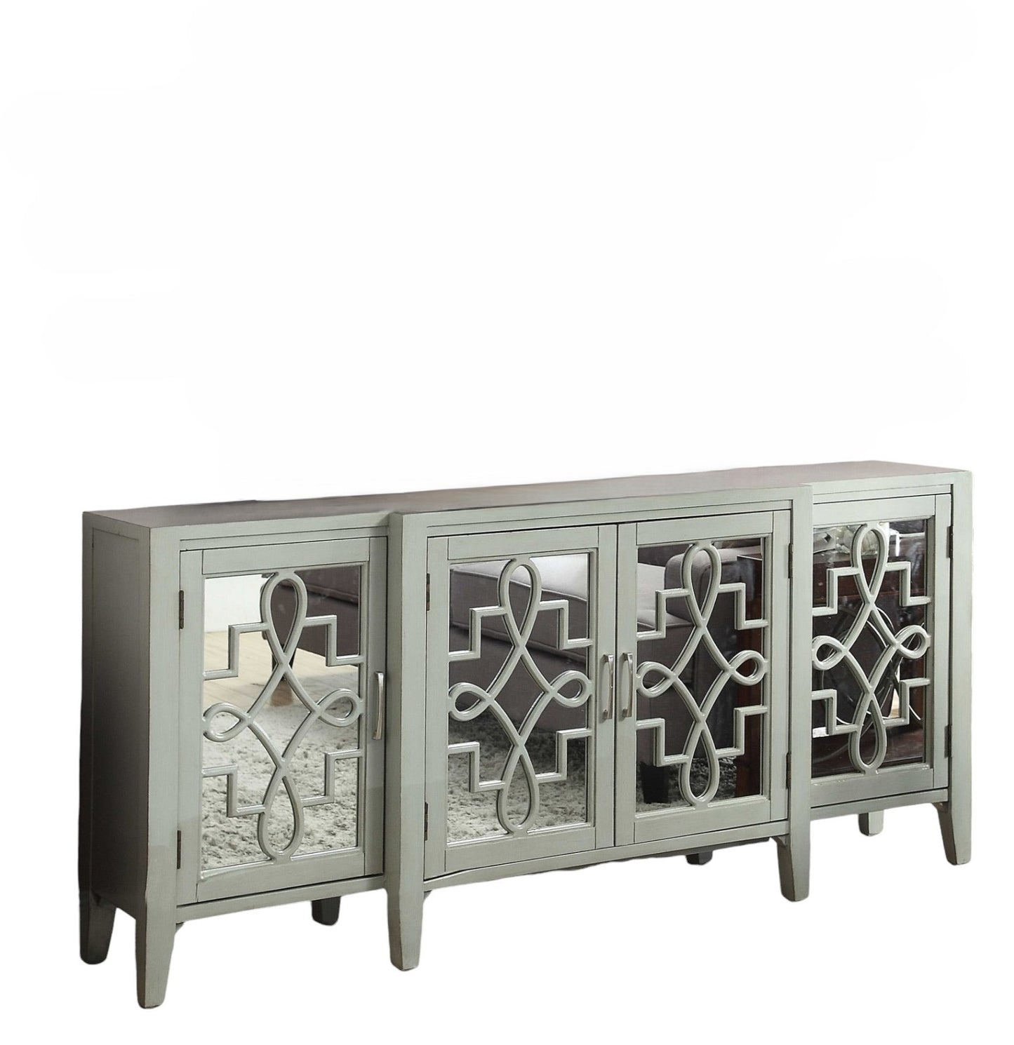 Mirrored Wood Distressed Solid Console Table