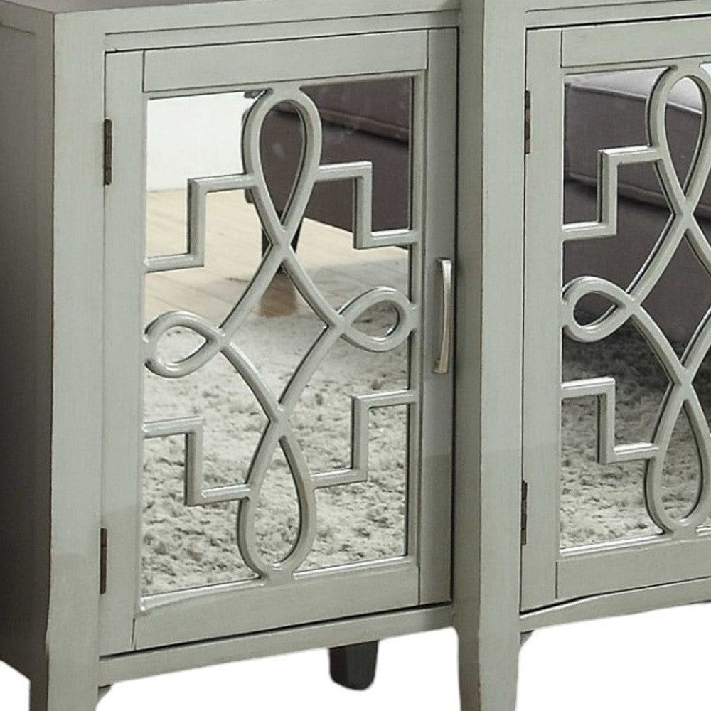 Mirrored Wood Distressed Solid Console Table