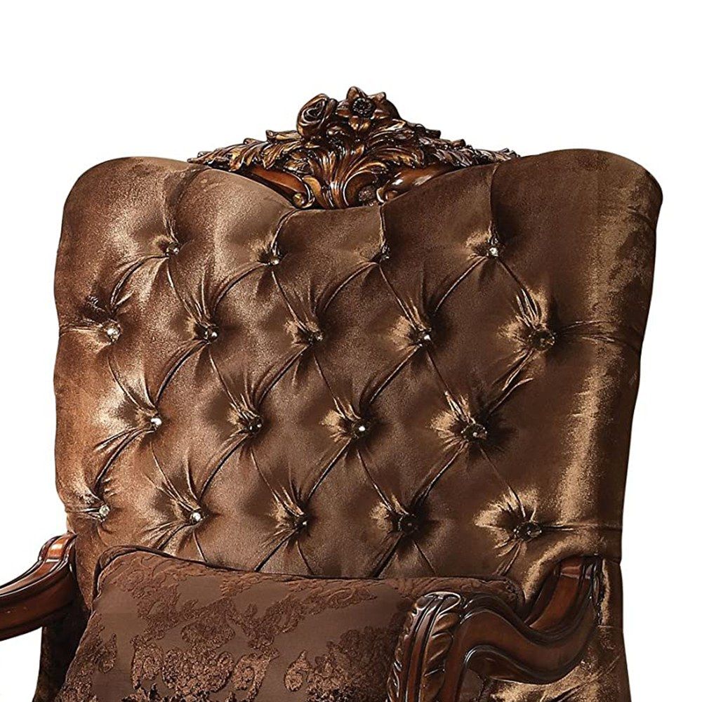 Velvet Tufted Arm Chair and Toss Pillow