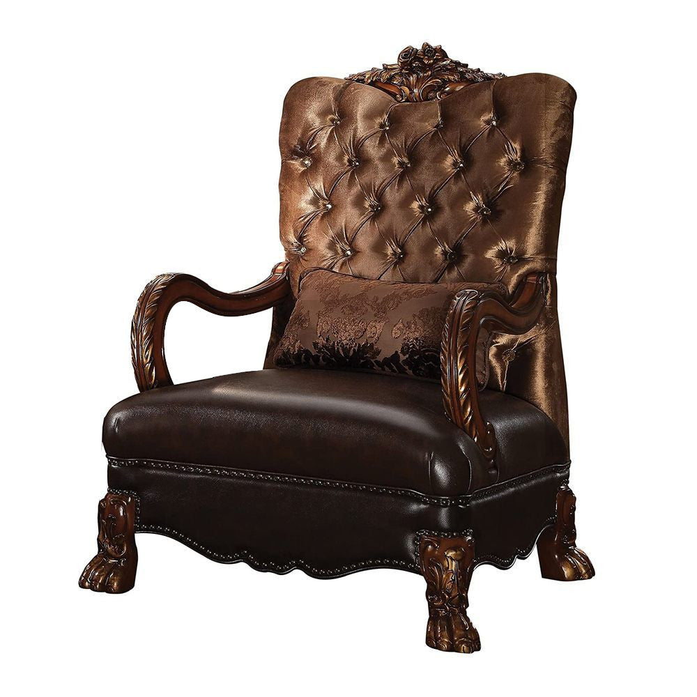 Velvet Tufted Arm Chair and Toss Pillow