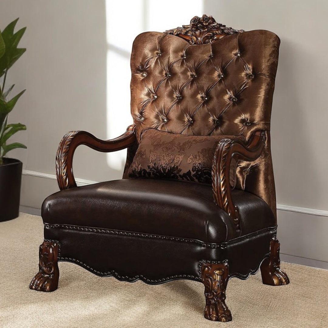 Velvet Tufted Arm Chair and Toss Pillow