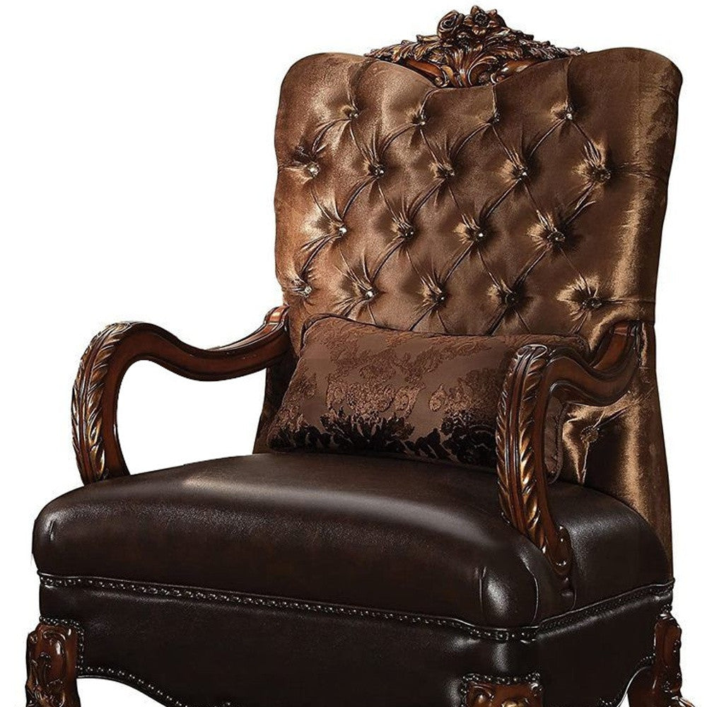 Velvet Tufted Arm Chair and Toss Pillow