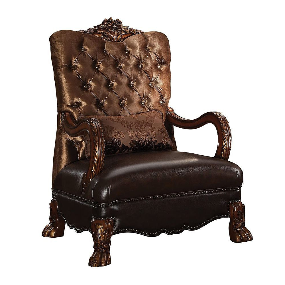 Velvet Tufted Arm Chair and Toss Pillow