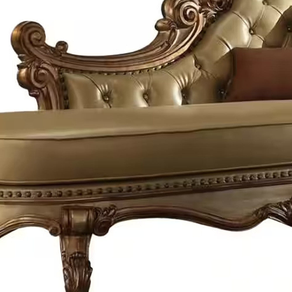 Faux Leather Tufted Lounge Chair and Toss Pillows