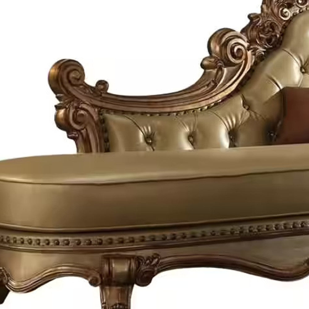Faux Leather Tufted Lounge Chair and Toss Pillows