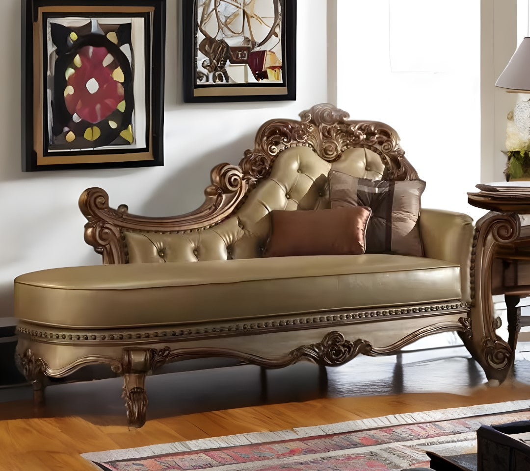 Faux Leather Tufted Lounge Chair and Toss Pillows