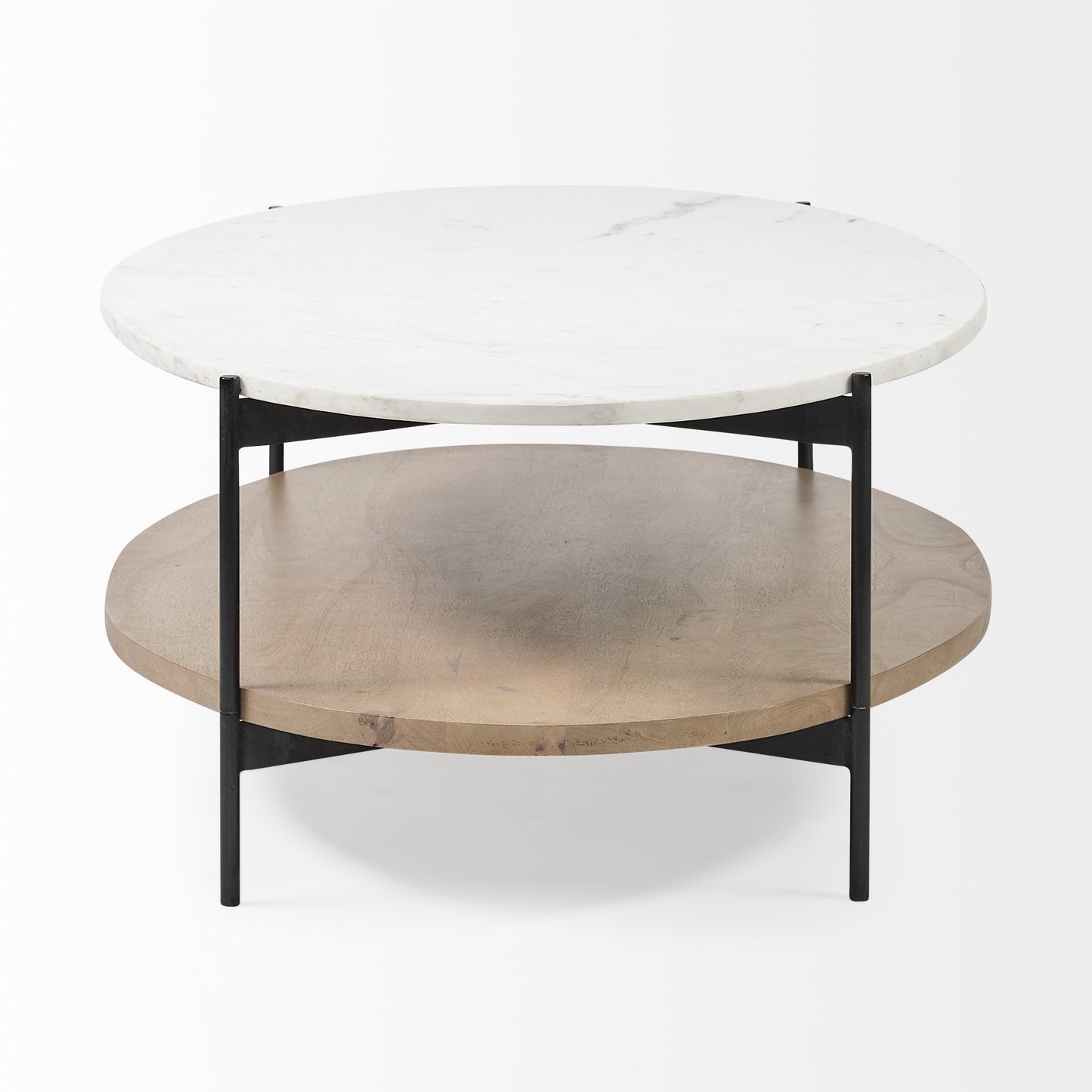 Genuine Marble and Metal Oval Coffee Table with Shelf