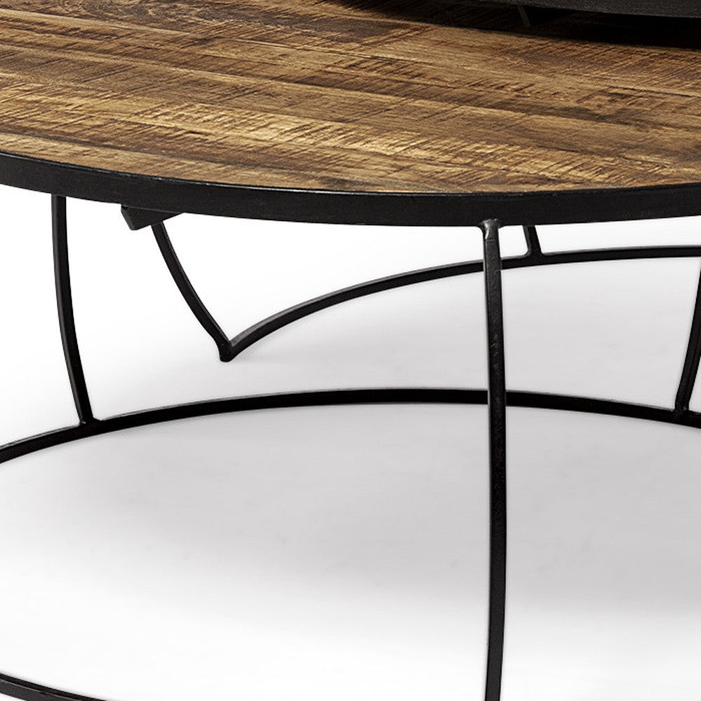 Wood and Metal Round Nested Coffee Tables