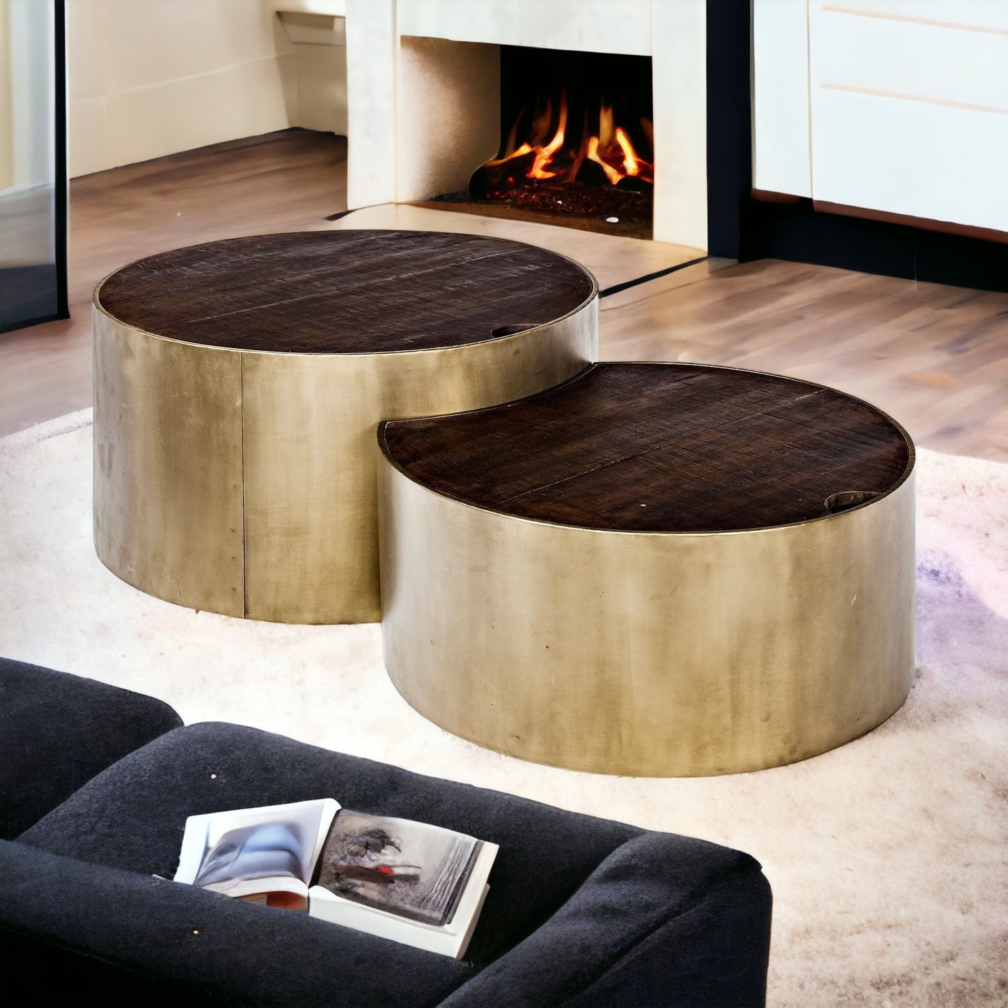 Wood Round Nested Coffee Tables