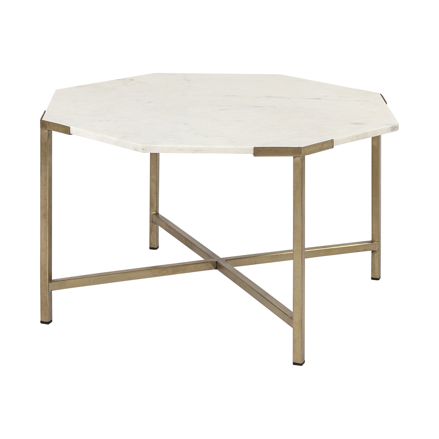 Genuine Marble and Metal Octagon Coffee Table
