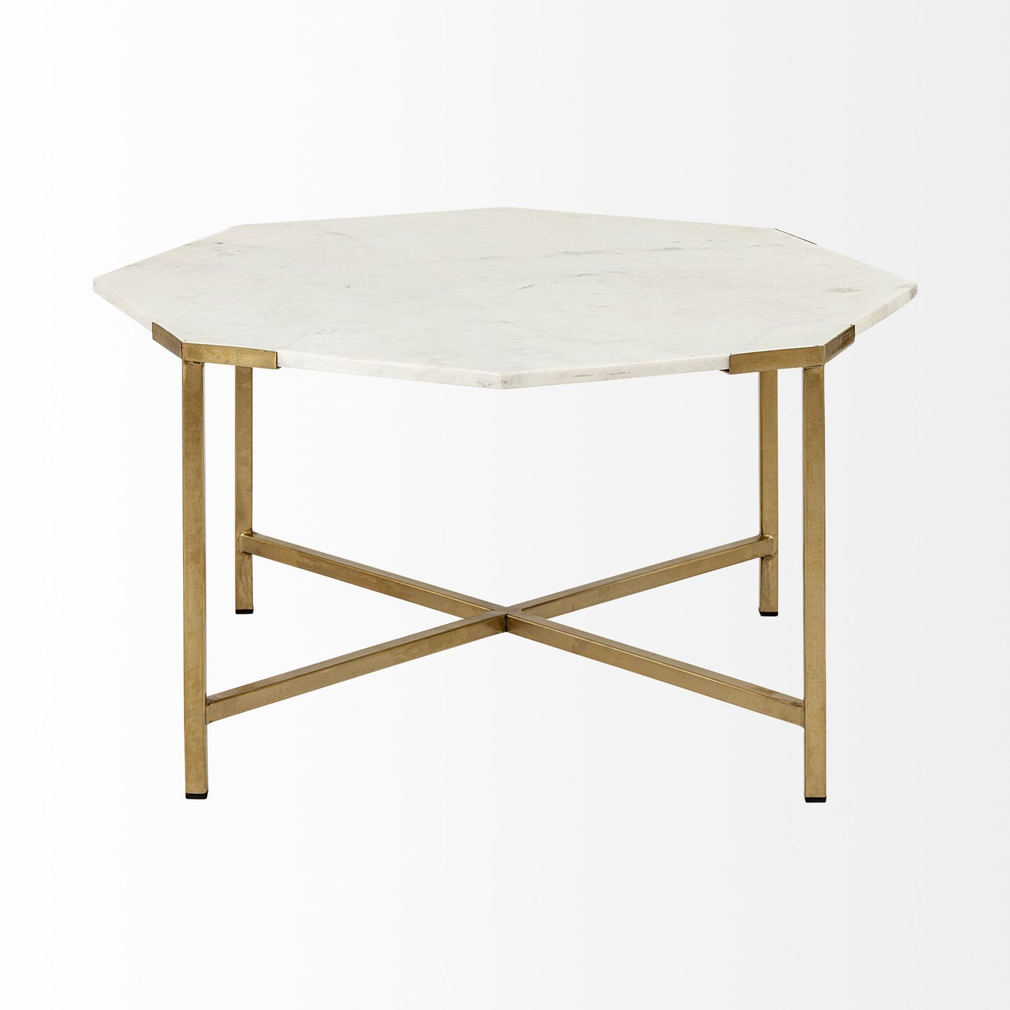 Genuine Marble and Metal Octagon Coffee Table