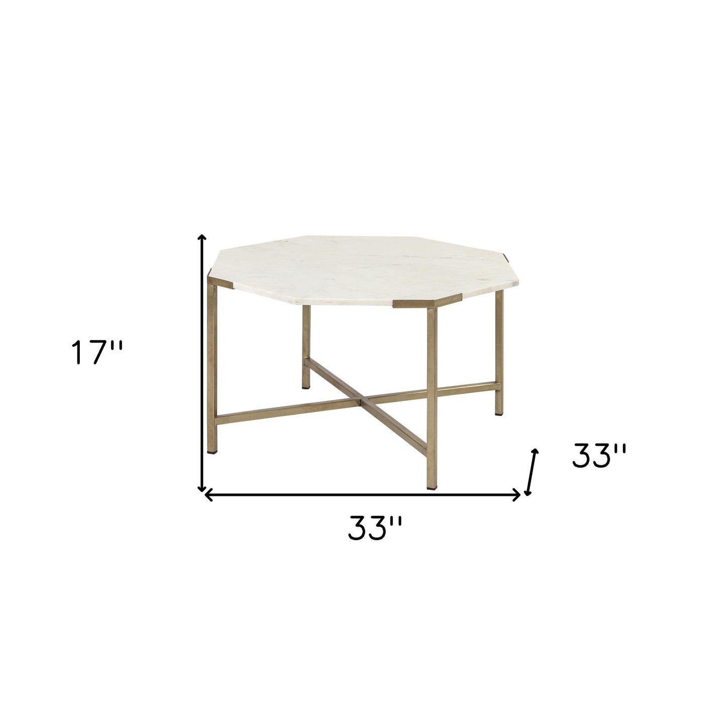 Genuine Marble and Metal Octagon Coffee Table