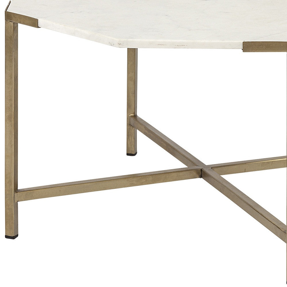 Genuine Marble and Metal Octagon Coffee Table
