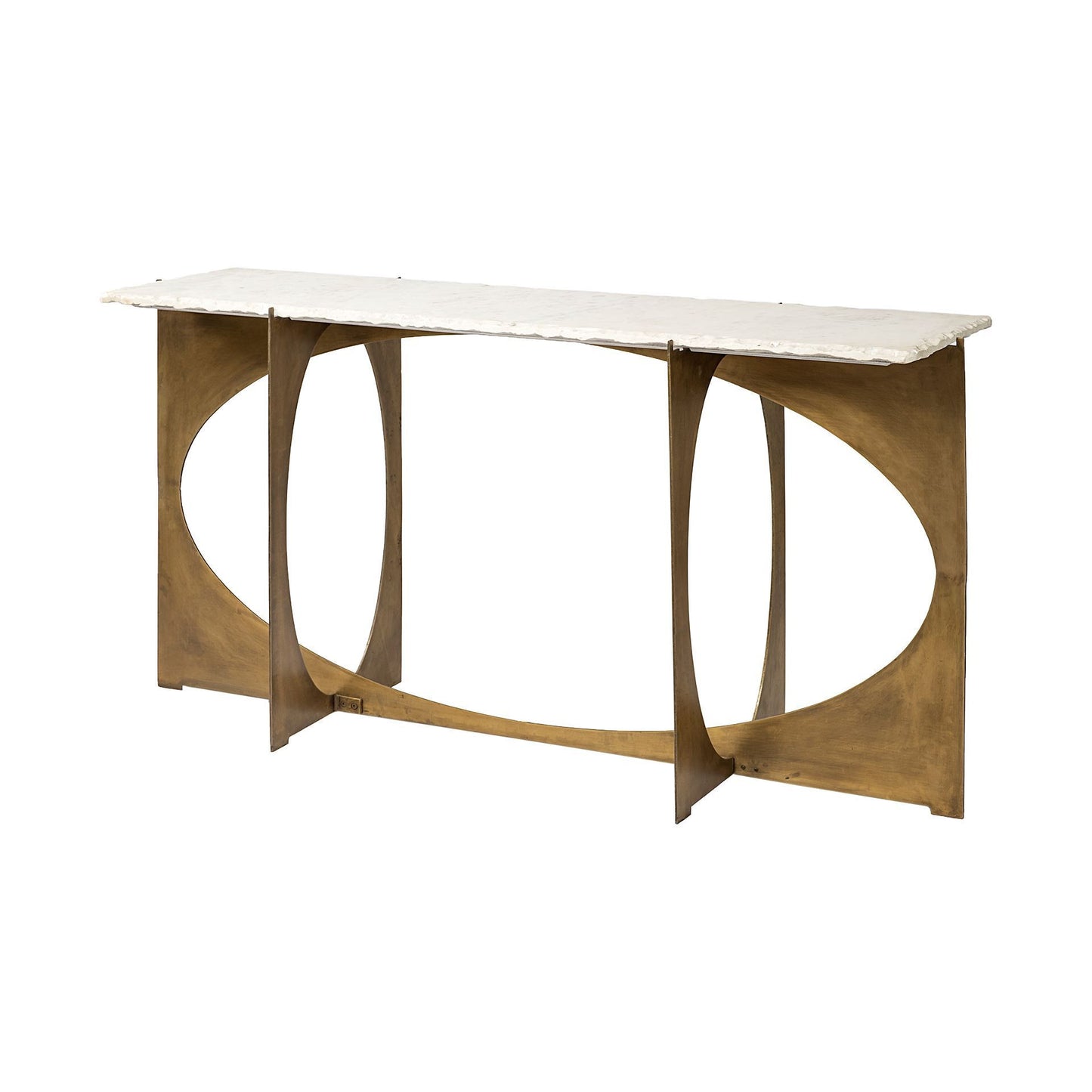 Genuine Marble and Metal Geo Base Console Table