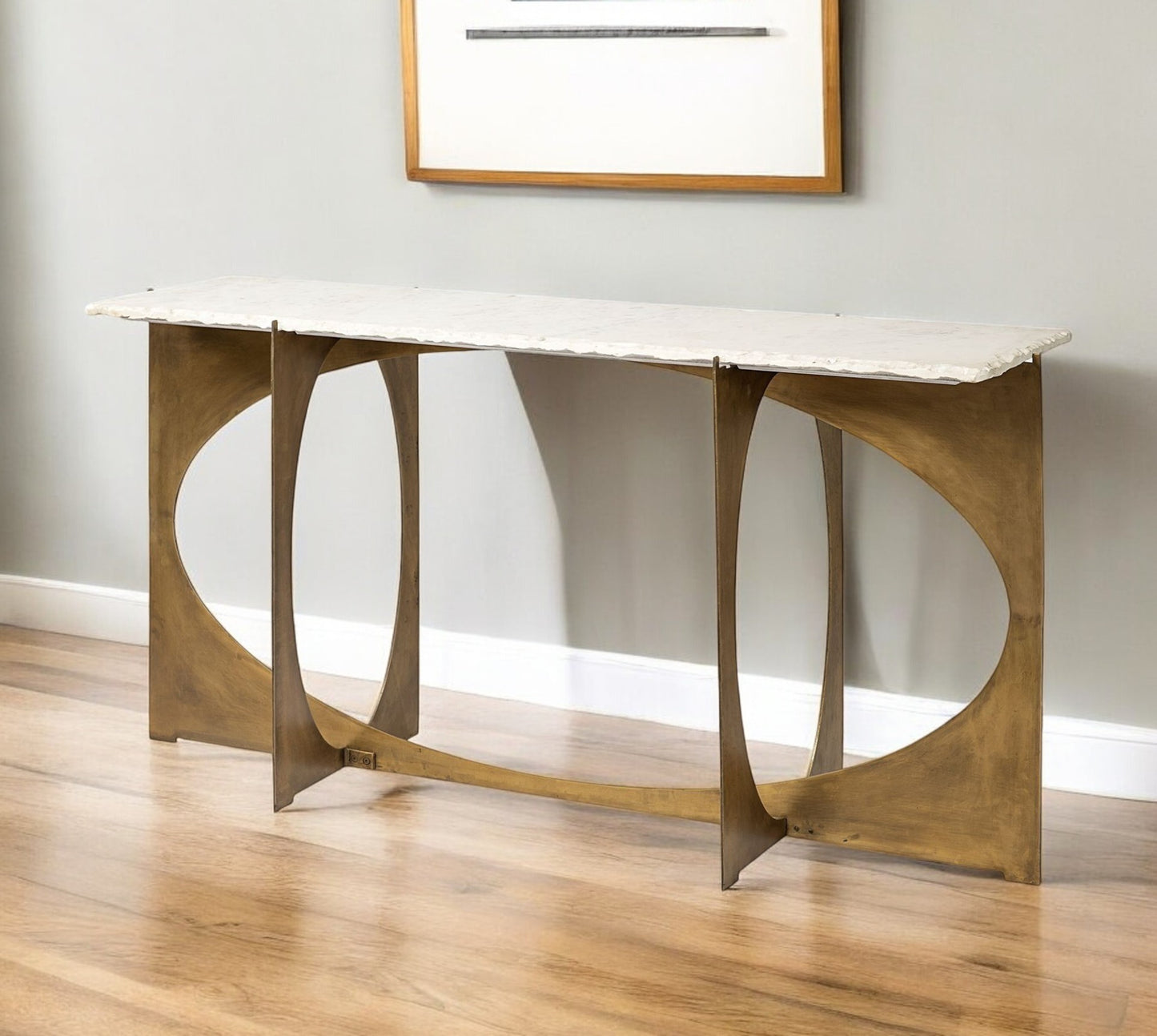 Genuine Marble and Metal Geo Base Console Table