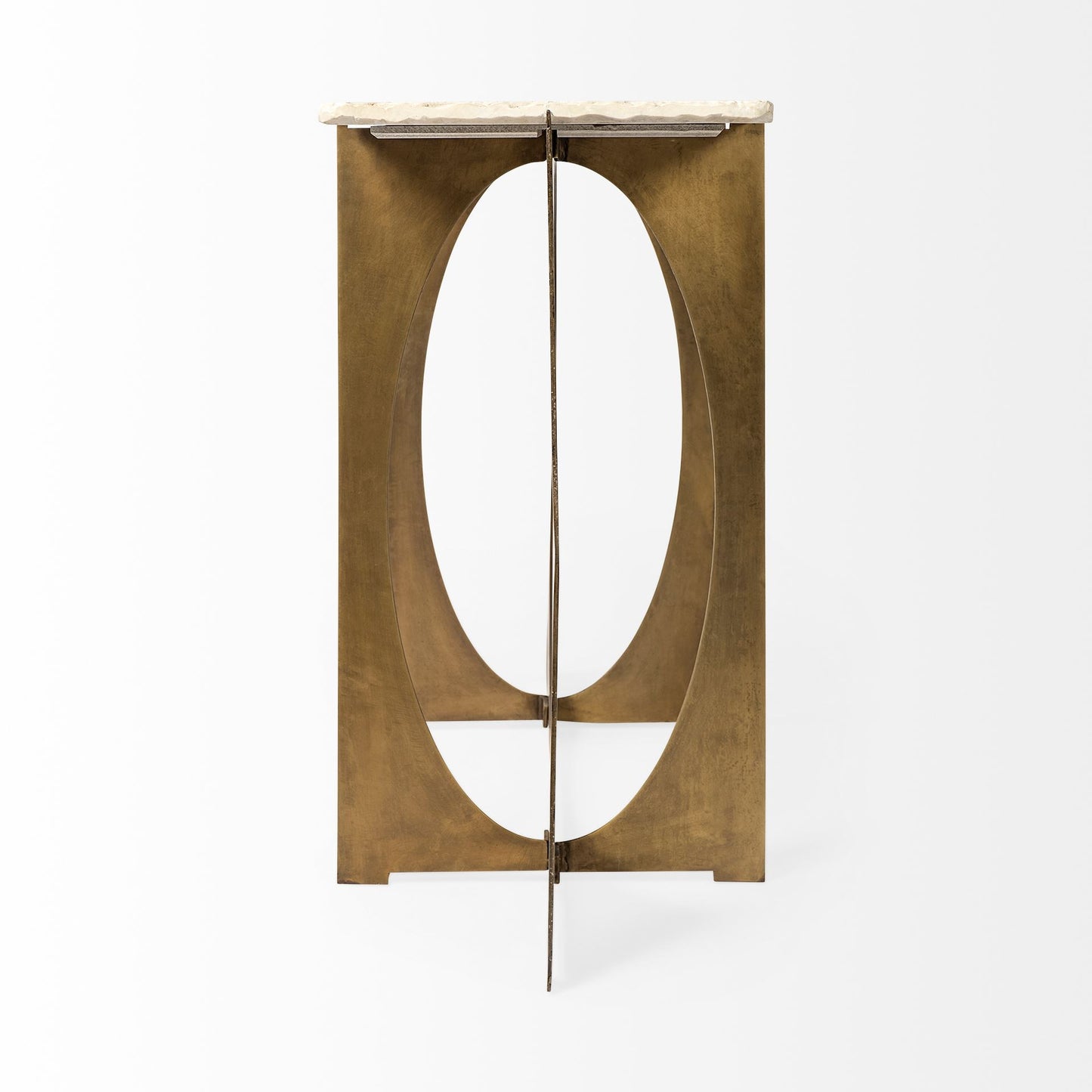 Genuine Marble and Metal Geo Base Console Table
