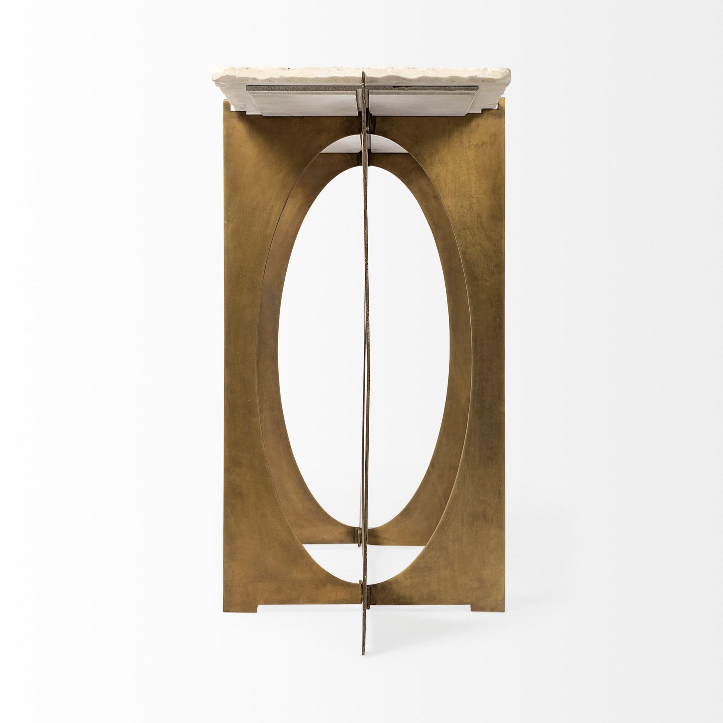Genuine Marble and Metal Geo Base Console Table