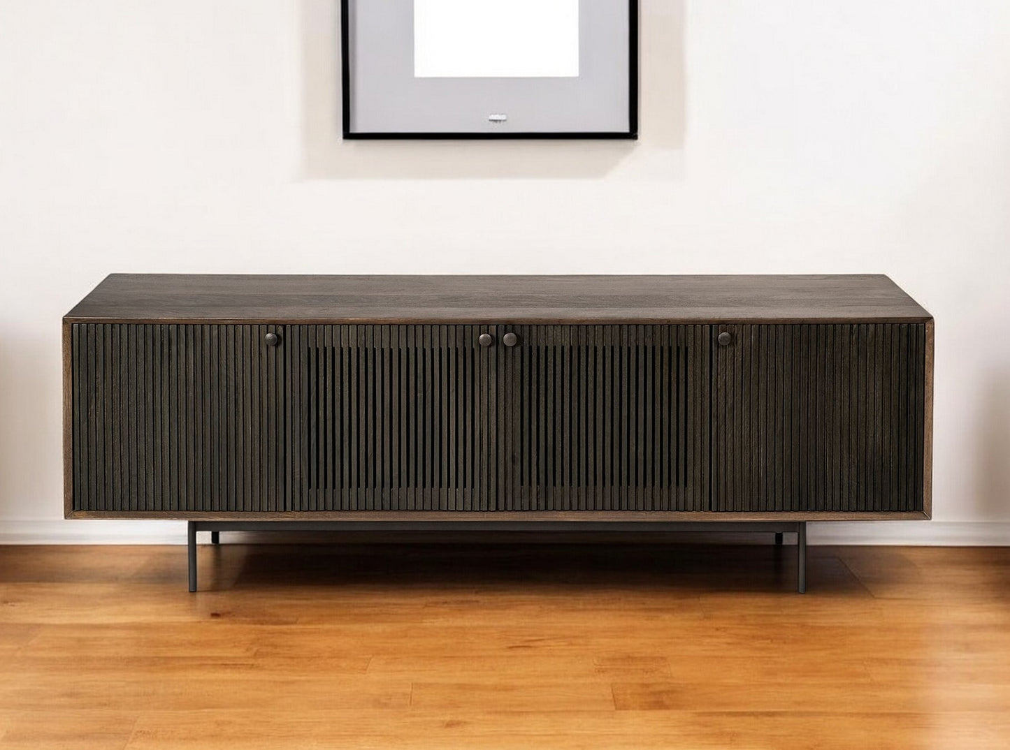Solid Wood Cabinet Enclosed Storage TV Stand