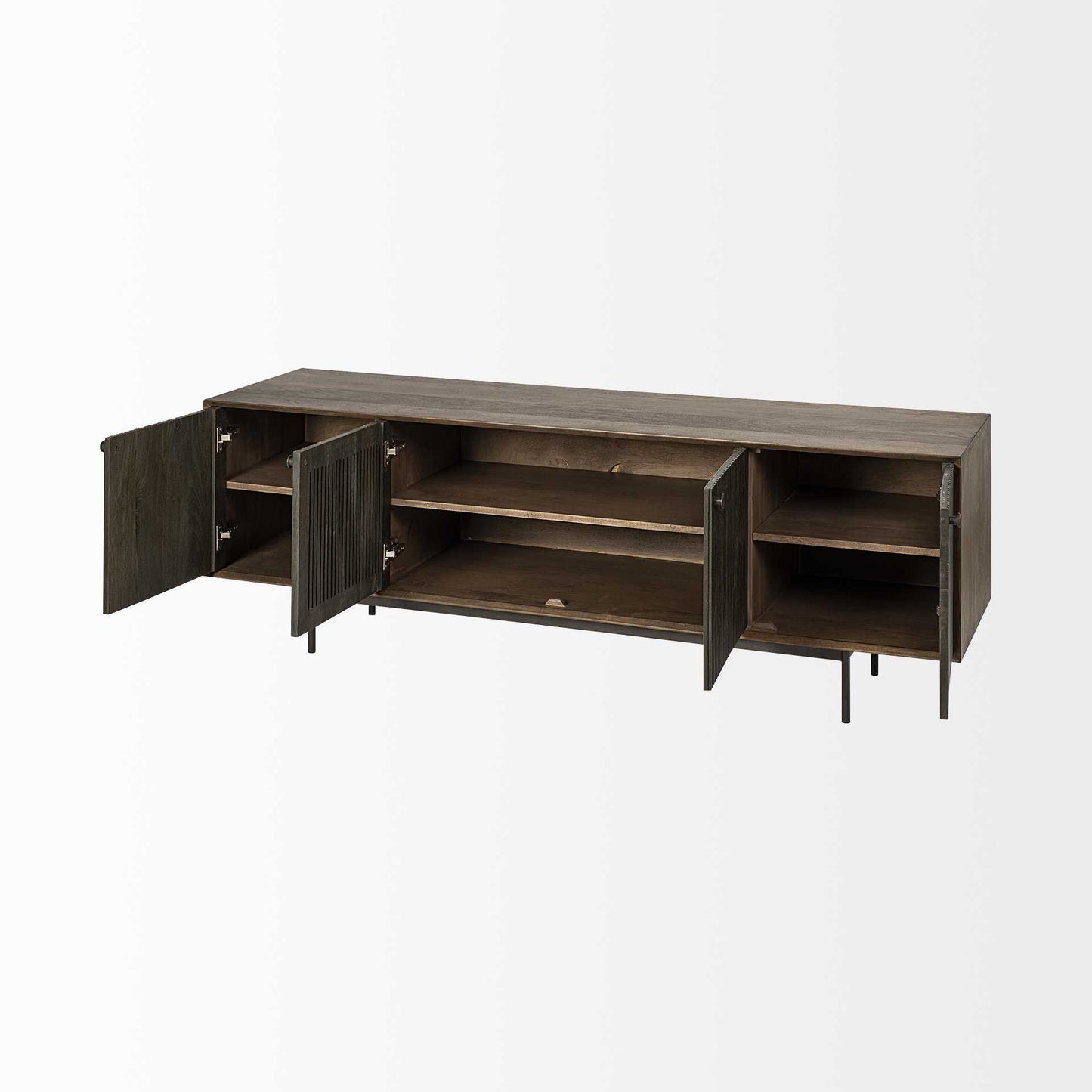 Solid Wood Cabinet Enclosed Storage TV Stand