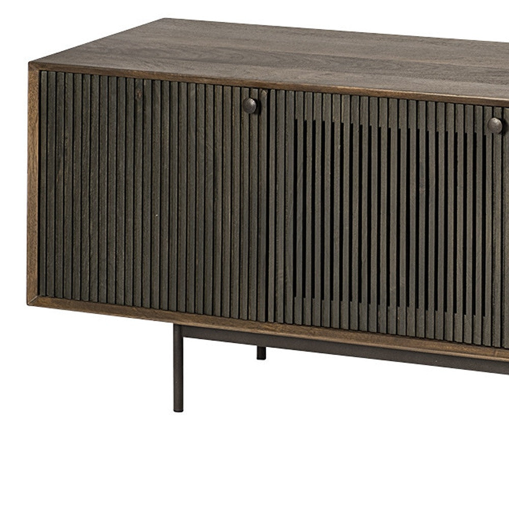 Solid Wood Cabinet Enclosed Storage TV Stand