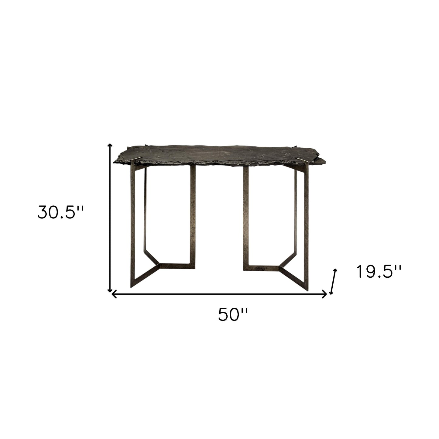 Slate and Iron Distressed Double Pedestal Console Table