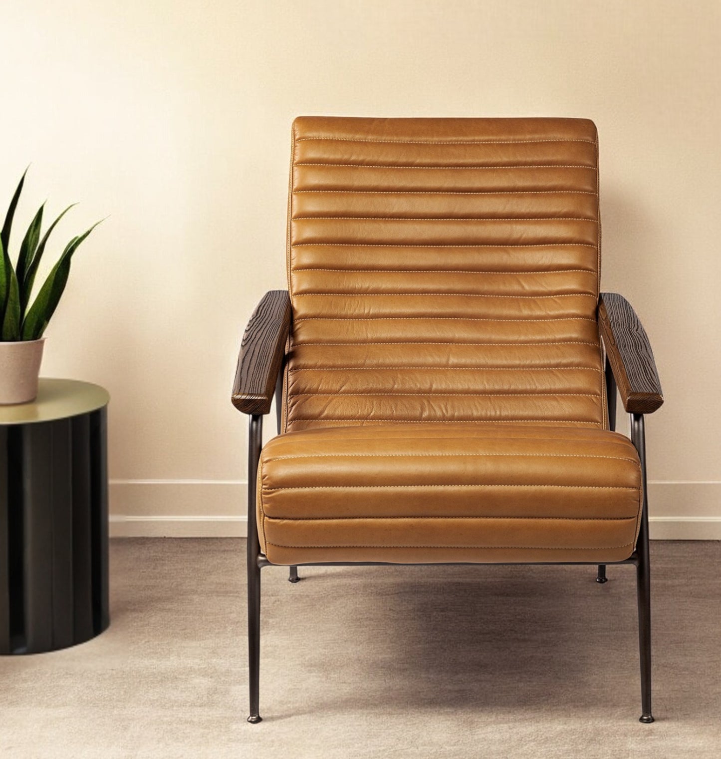 Faux Leather Tufted Lounge Chair
