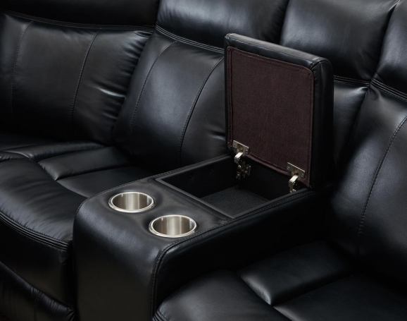 Polyester Blend Power Reclining L Shaped Three Piece Corner Sectional with Console