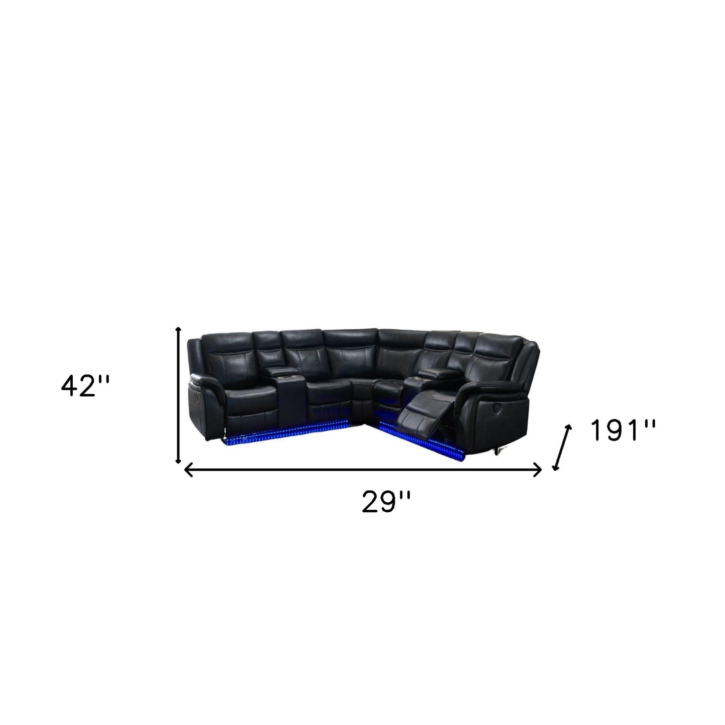 Polyester Blend Power Reclining L Shaped Three Piece Corner Sectional with Console