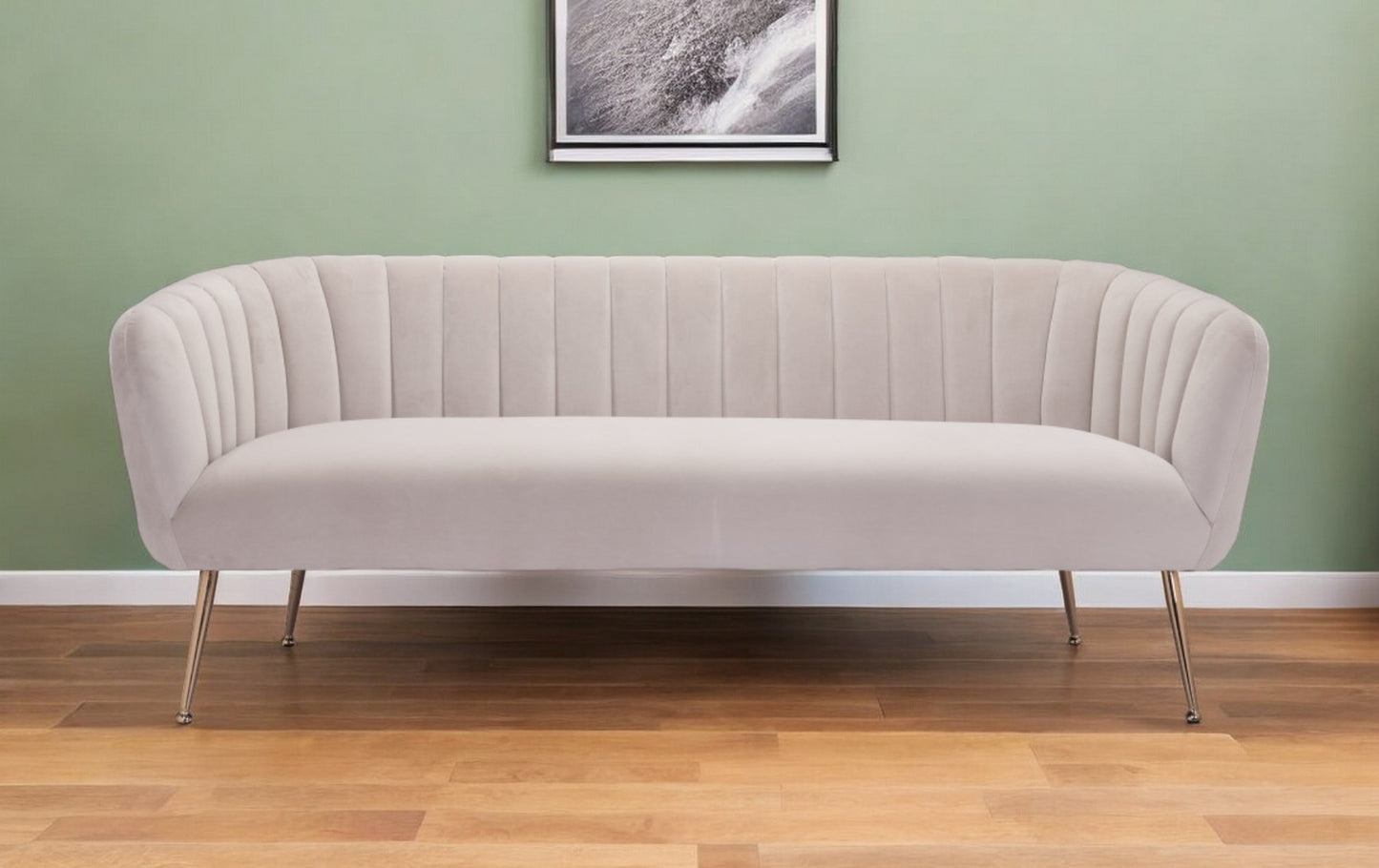 Velvet Sofa with Gold Legs