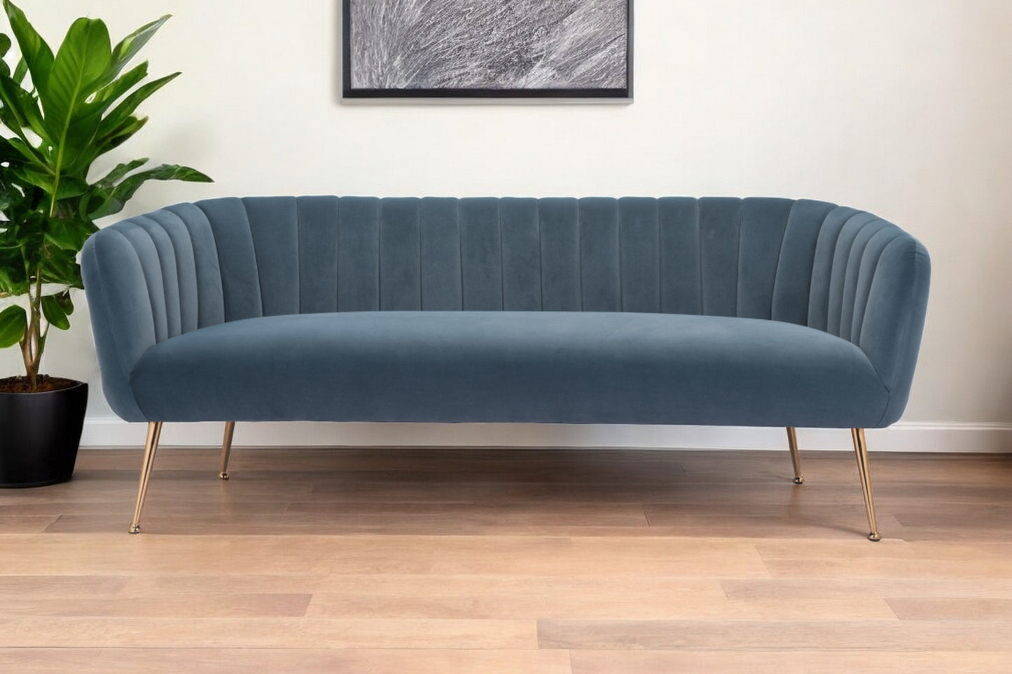 Velvet Sofa with Gold Legs