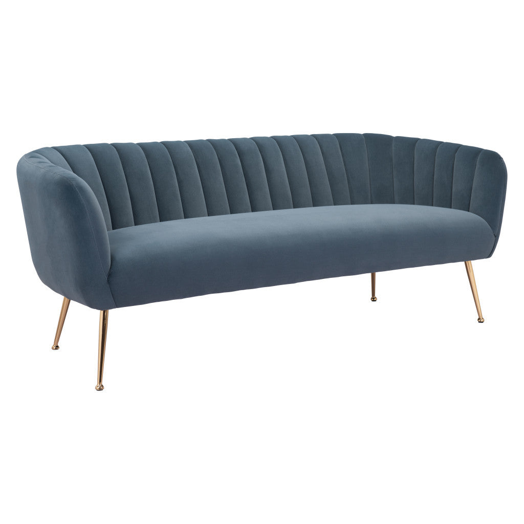Velvet Sofa with Gold Legs