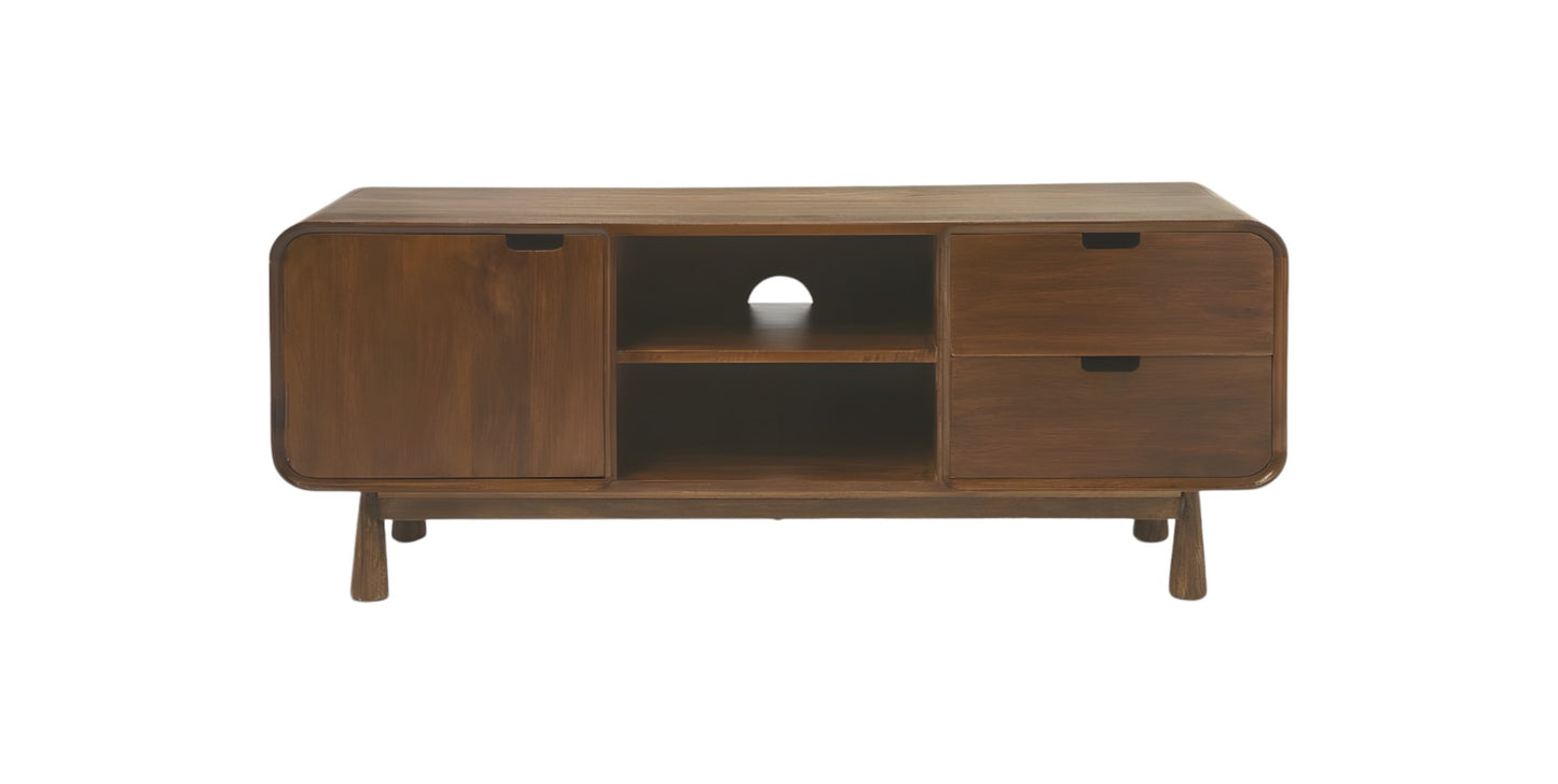 Solid Wood Enclosed and Open Storage TV Stand