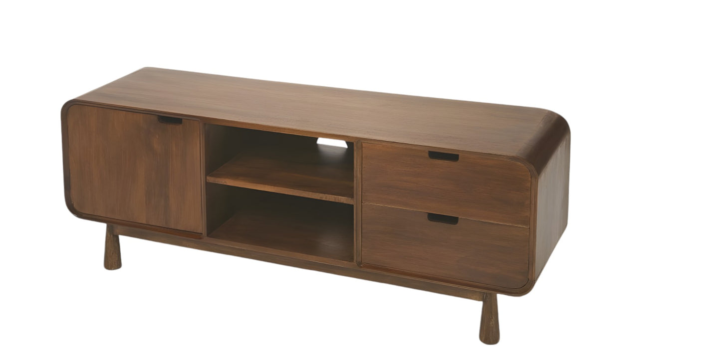 Solid Wood Enclosed and Open Storage TV Stand