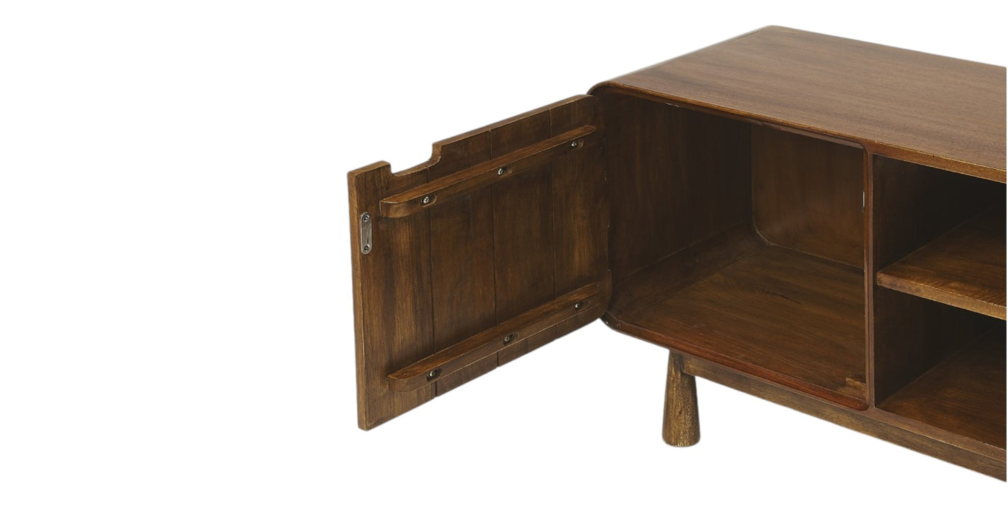 Solid Wood Enclosed and Open Storage TV Stand
