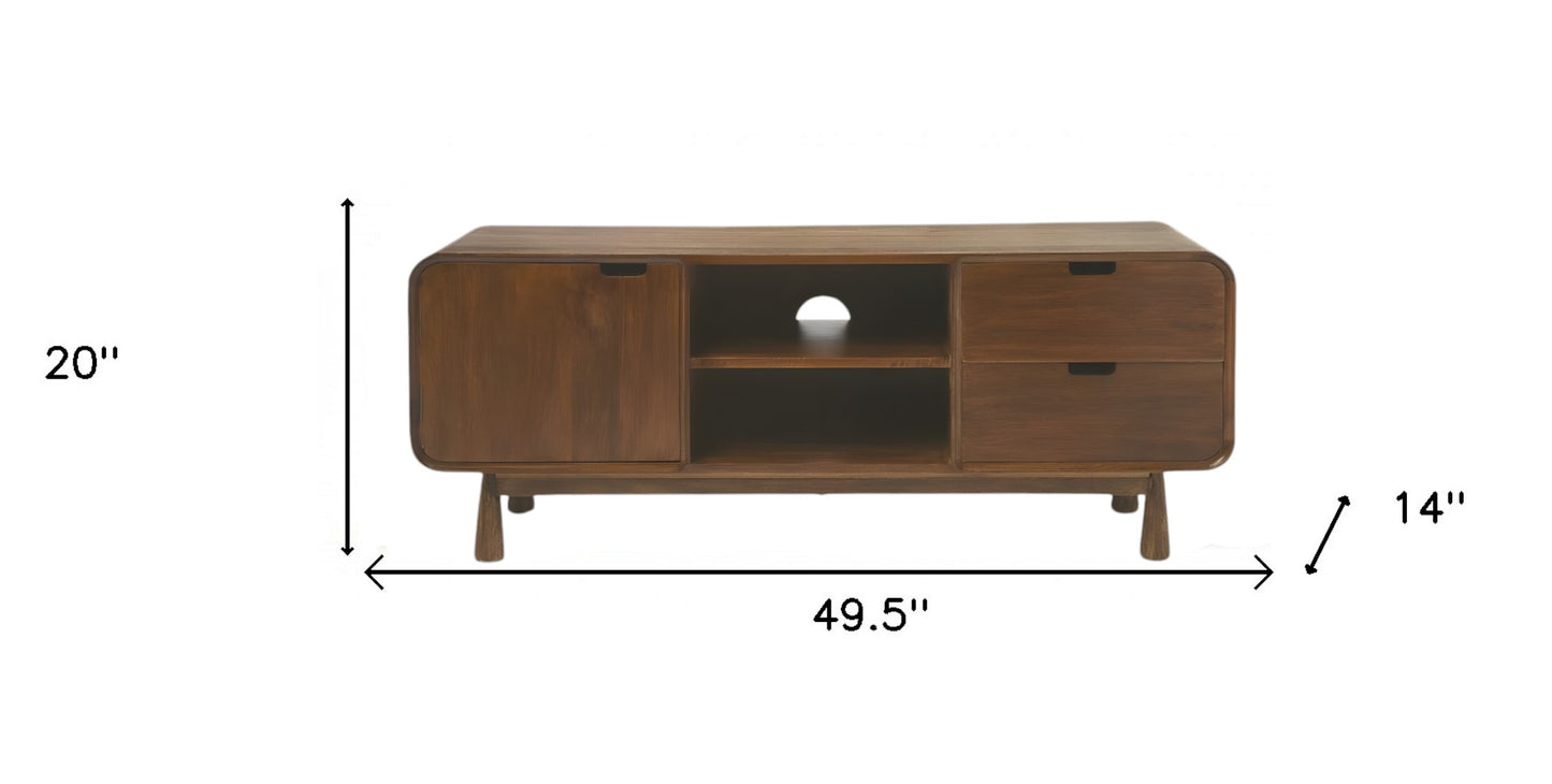 Solid Wood Enclosed and Open Storage TV Stand