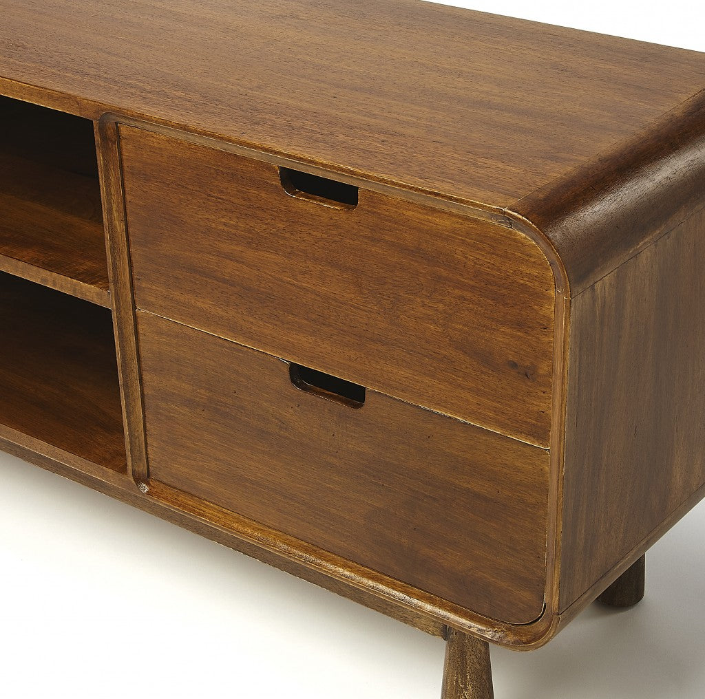 Solid Wood Enclosed and Open Storage TV Stand