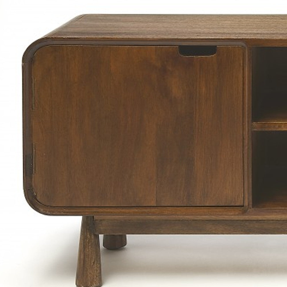 Solid Wood Enclosed and Open Storage TV Stand