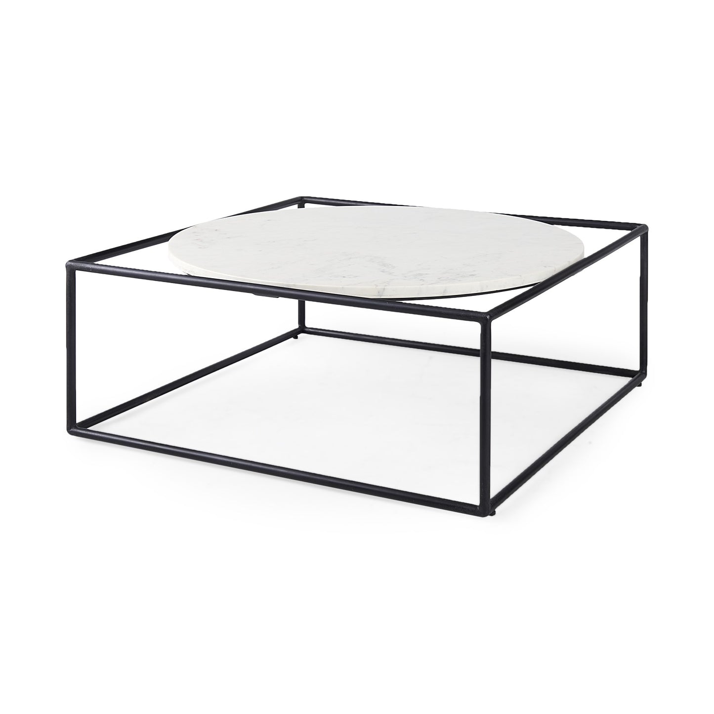 Genuine Marble and Metal Square Frame Coffee Table