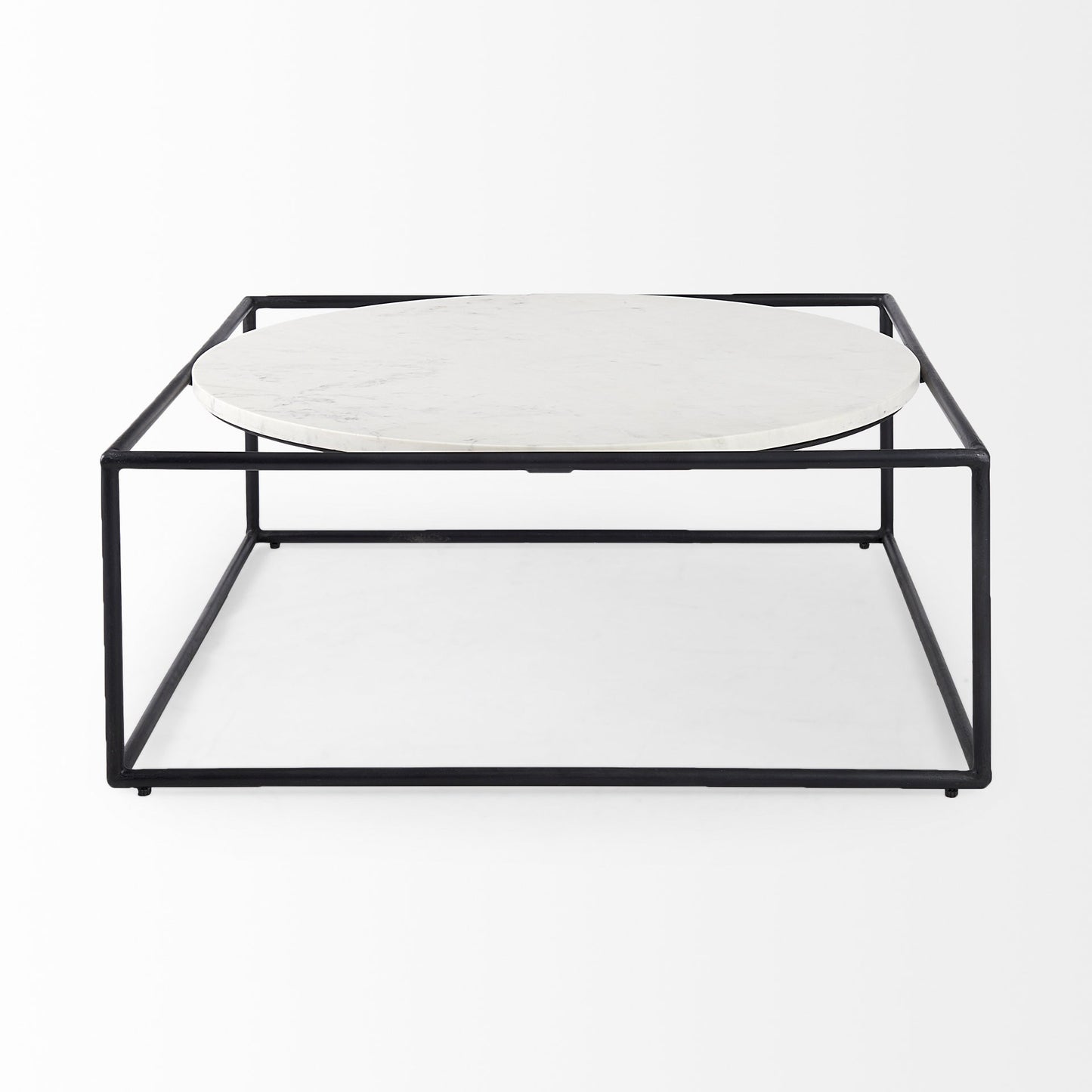 Genuine Marble and Metal Square Frame Coffee Table