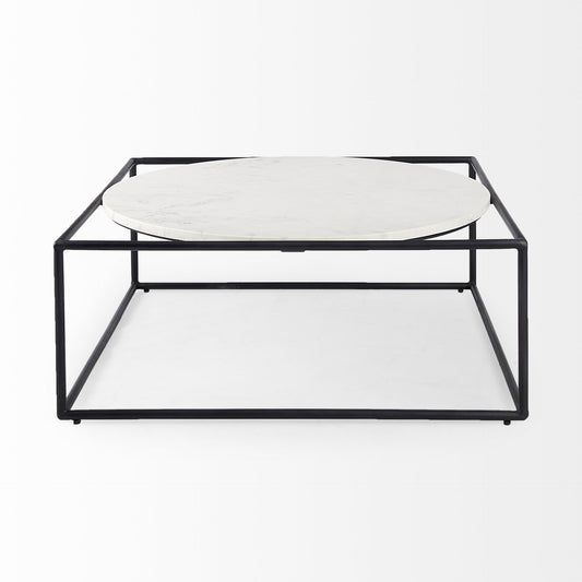 Genuine Marble and Metal Square Frame Coffee Table