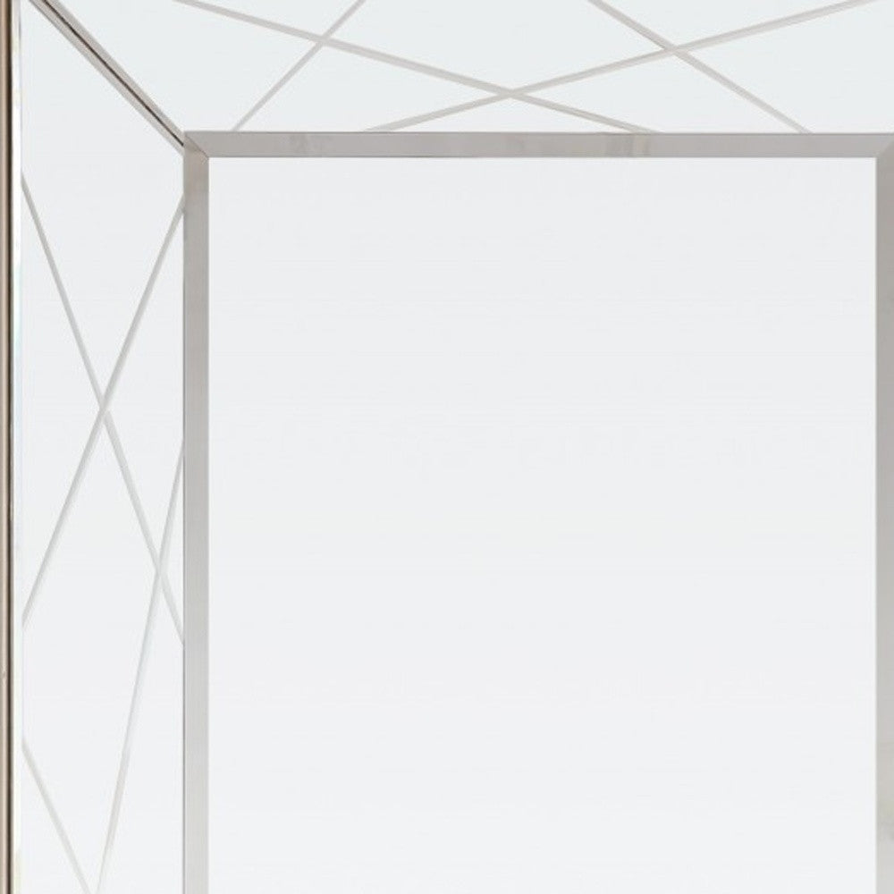 Mirrored Solid Wood and Glass Console Table with Two Drawers