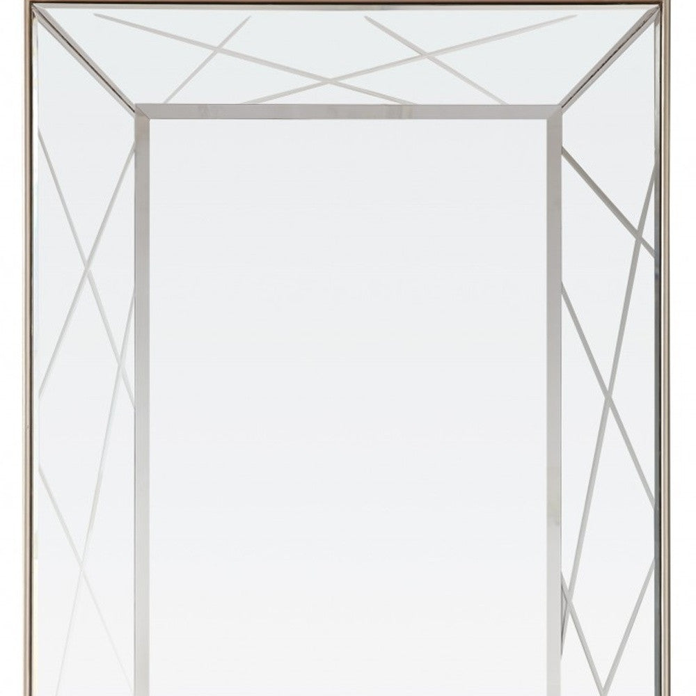 Mirrored Solid Wood and Glass Console Table with Two Drawers