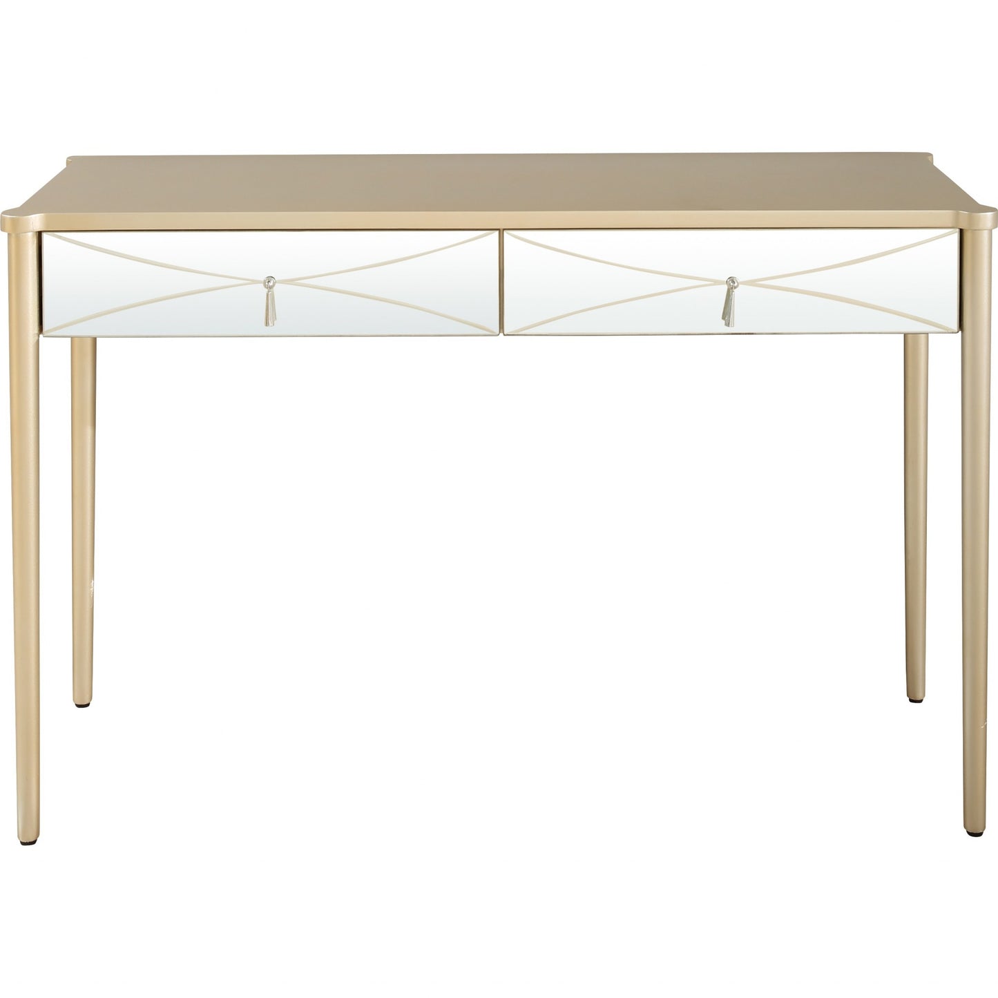 Mirrored Solid Wood and Glass Console Table with Two Drawers