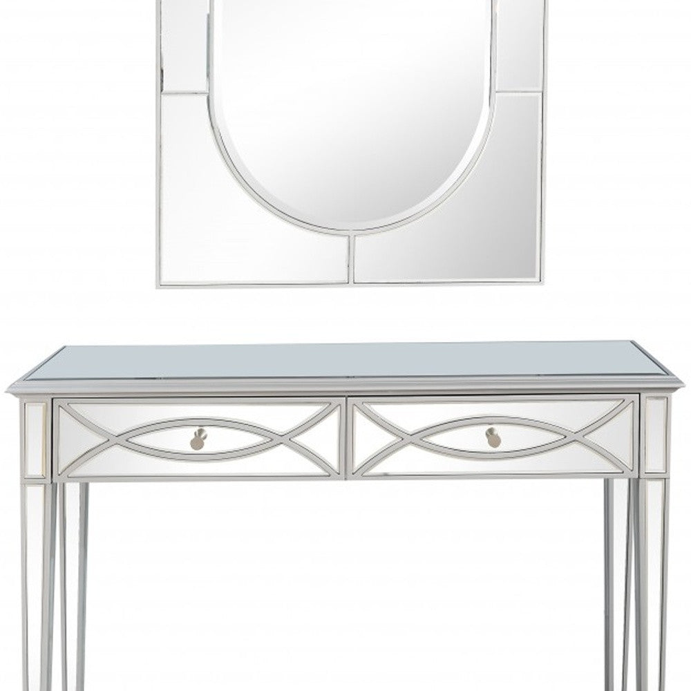 Mirrored Glass Console Table and Drawers