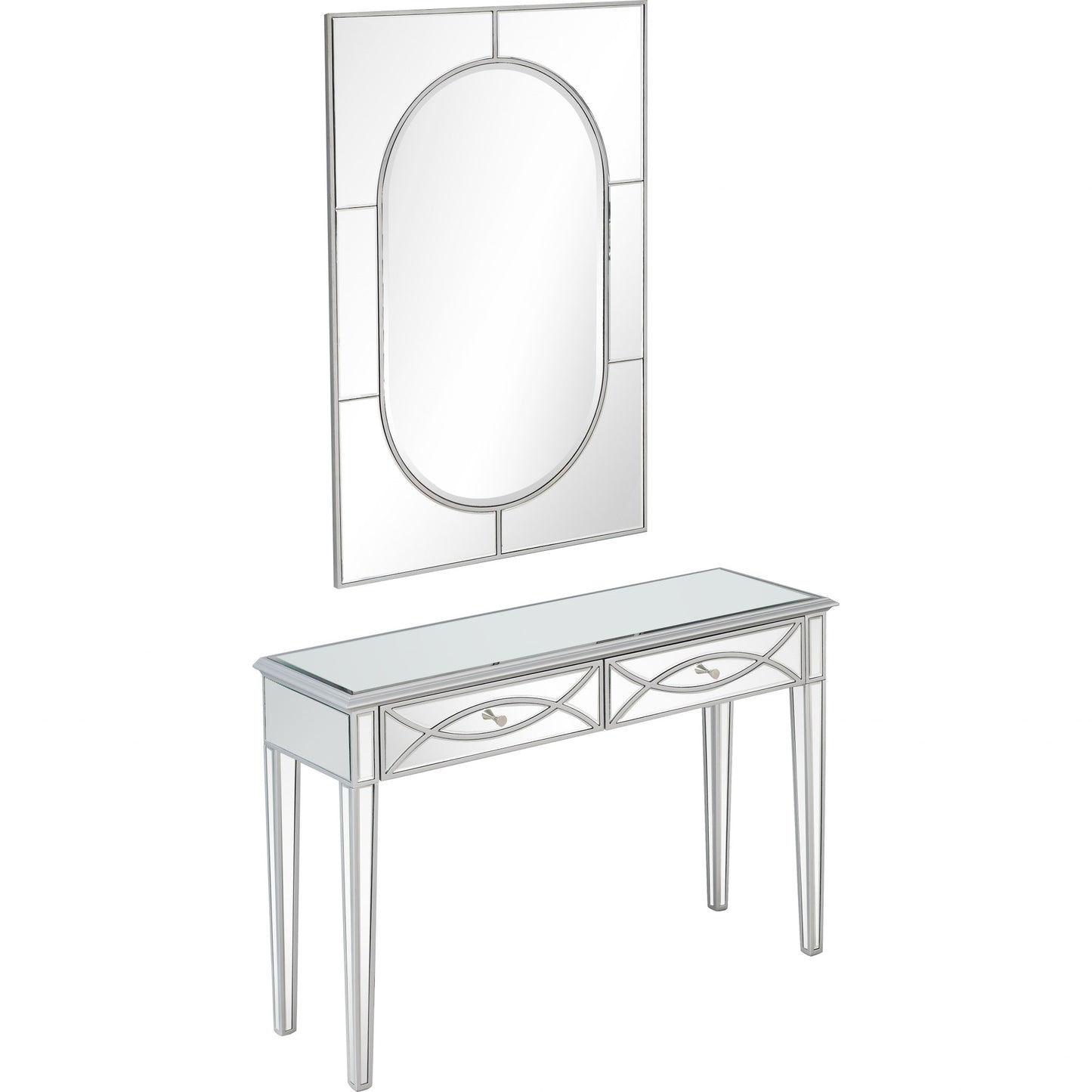 Mirrored Glass Console Table and Drawers